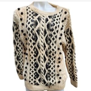 Vintage Cotton Rami Popcorn stitch crewneck‎ M/ L